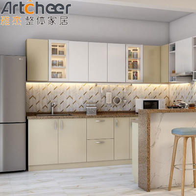satın al Market Oak Çerçeve mutfak dolabı Particleboard Kapı ve Organizer ile U şeklinde tasarım çevrimiçi üretim