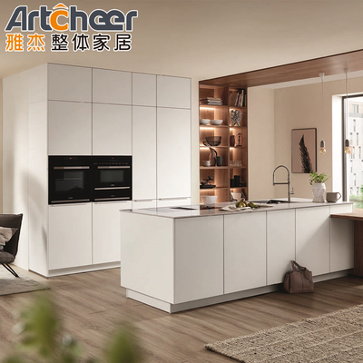 satın al Filipinler Daire Mutfak Modern Stil Katı Ahşap Melamin Mutfak Adası Tasarımı çevrimiçi üretim
