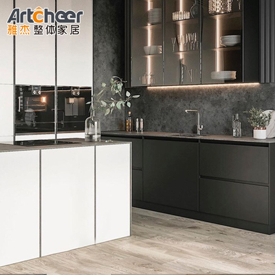 satın al Akıllı Modern Mutfak Dolabı Laminasyonlu Panel Depolama Tasarımı Ve Kuvars Taş Tezgâhı çevrimiçi üretim