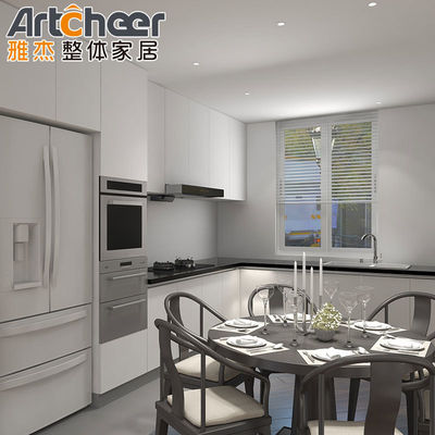 Radius Beveled Edge Masaüstü ile Sabit Sabit Ahşap Şeker Tarzı Mutfak Dolapları