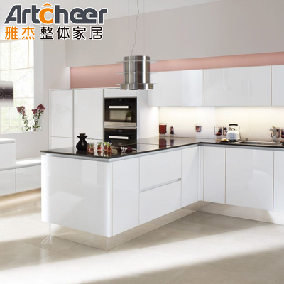 Gizli Kapılı Lüks Küçük Plywood Mutfak Dolabı Ada Set Plywood Ve Fonksiyon
