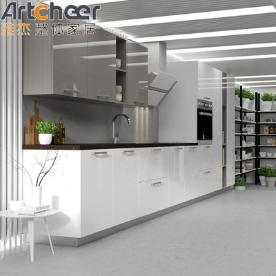 Akıllı Lüks Tarzı Mobilya Beyaz Ada Set Melamine Modüler Lak Mutfak Dolabı