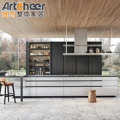 Modern Mutfak Dolabı Set Küçük Boyutlu ve Tüm Birim Tasarımı Merkezi Ada Masası ile