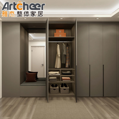 Modern Minimalist Ahşap Yatak Odası Hinge Kapı Dolabı Yüksek End Nordic Tarzı 2 Kapılı Dolabı