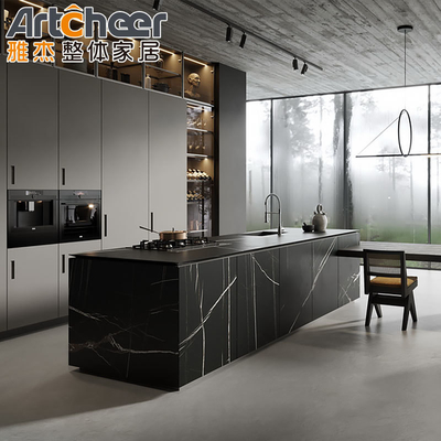 Katı Ahşap I Şekilli Mutfak Dolabı Mutfağınız İçin Ahşap Finer Pantry Dolabı