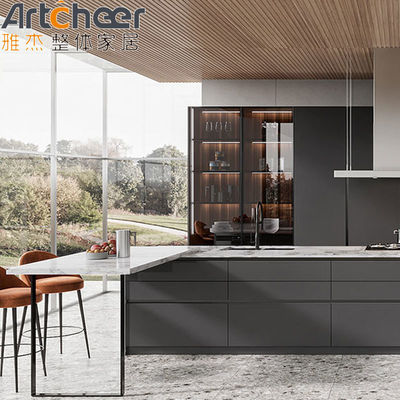 Açık Kenarlı Mutfak Dolapları Ada Masası I Şekli Özel Renkli