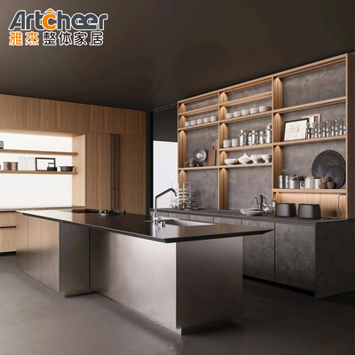Ada ve geleneksel tam set tasarımı ile modern şık kompozit mutfak dolapları